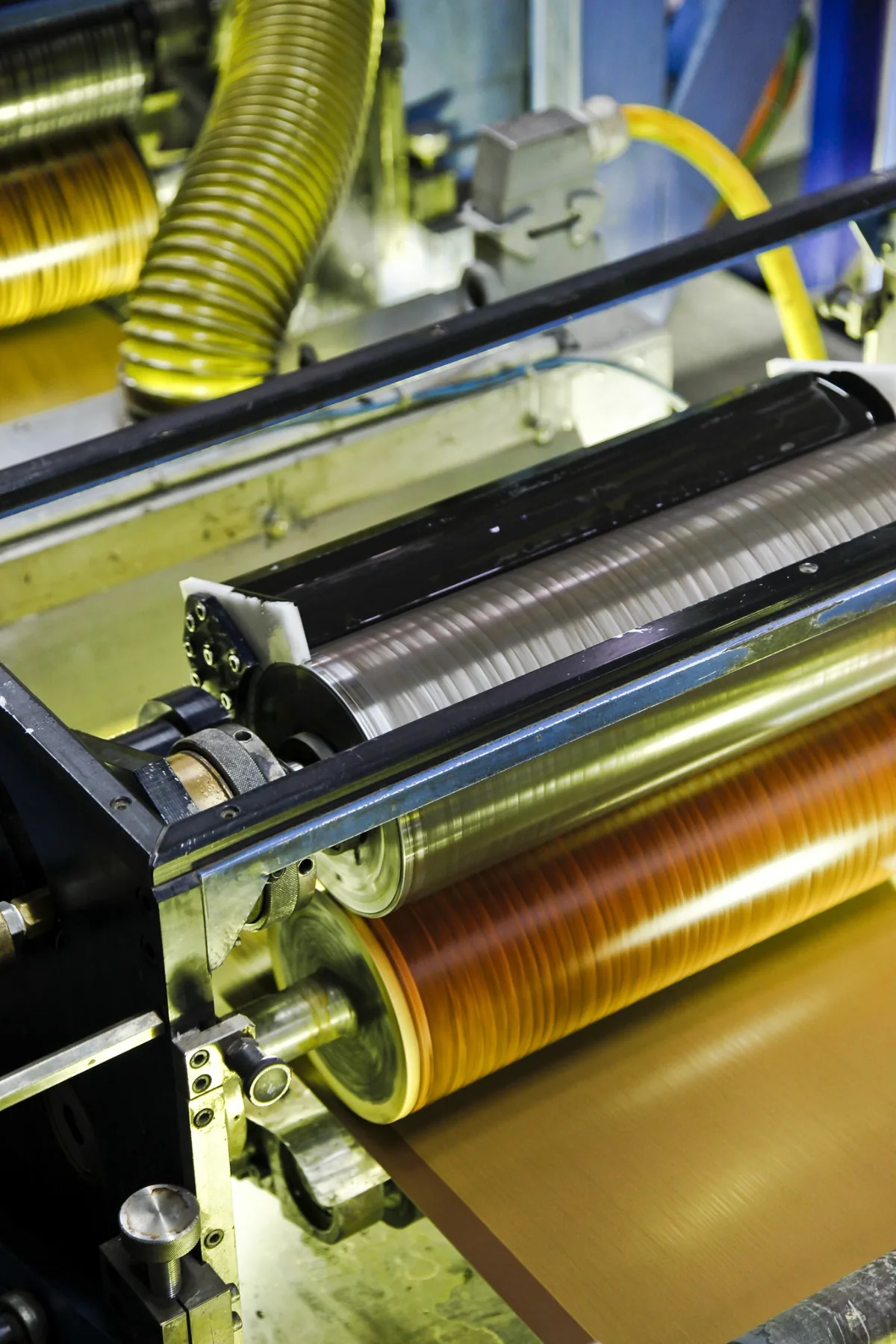 Slitting line cutting edgebanding to width at the Burgas facility